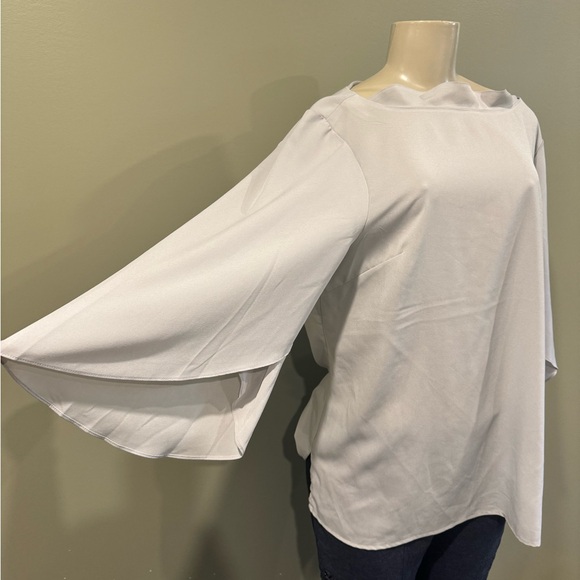 Banana Republic/ grey large long belle sleeve top - Picture 2 of 6